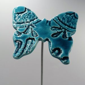 Papillon Impression Dentelle Bleu Canard