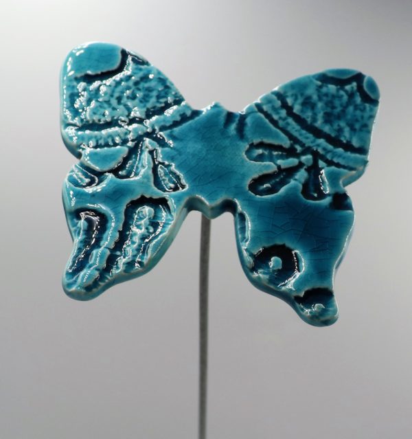 Papillon Impression Dentelle Bleu Canard