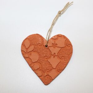 Suspension Terracotta Dentelle Cœur