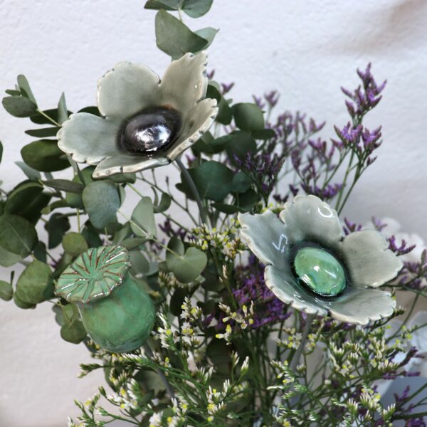 Fleur Sauvage Gris craquelé cœur Blanc – Image 4
