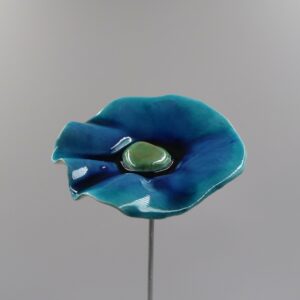 Coquelicot Turquoise et Bleu nuit cœur Vert Lustré