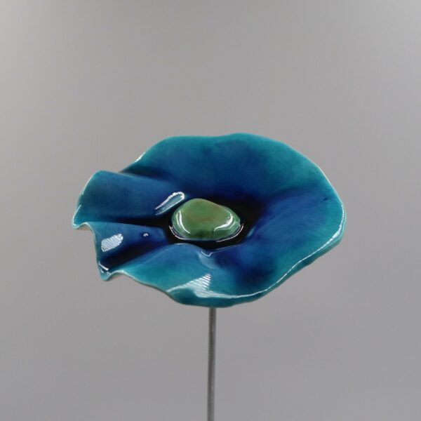 Coquelicot Turquoise et Bleu nuit cœur Vert Lustré