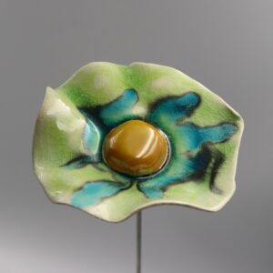 Coquelicot Vert d'eau motif Turquoise cœur Doré