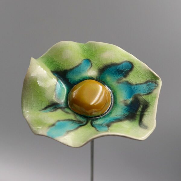 Coquelicot Vert d'eau motif Turquoise cœur Doré