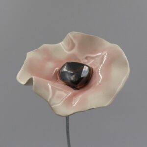Coquelicot Blanc et Rose Clair cœur Métal