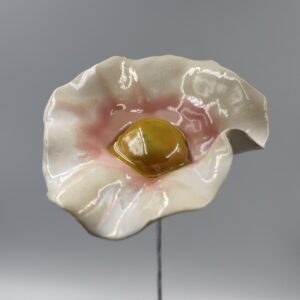 Coquelicot Blanc et Rose Clair cœur Doré
