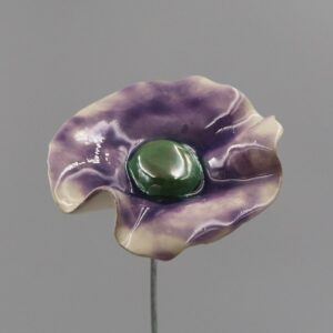Coquelicot Violet Clair et Blanc cœur Vert Lustré