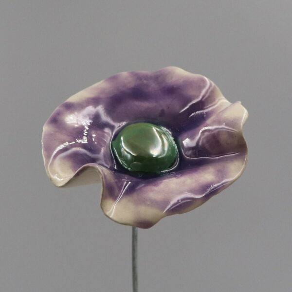 Coquelicot Violet Clair et Blanc cœur Vert Lustré