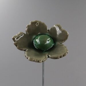 Fleur Sauvage Gris craquelé cœur Vert Lustré