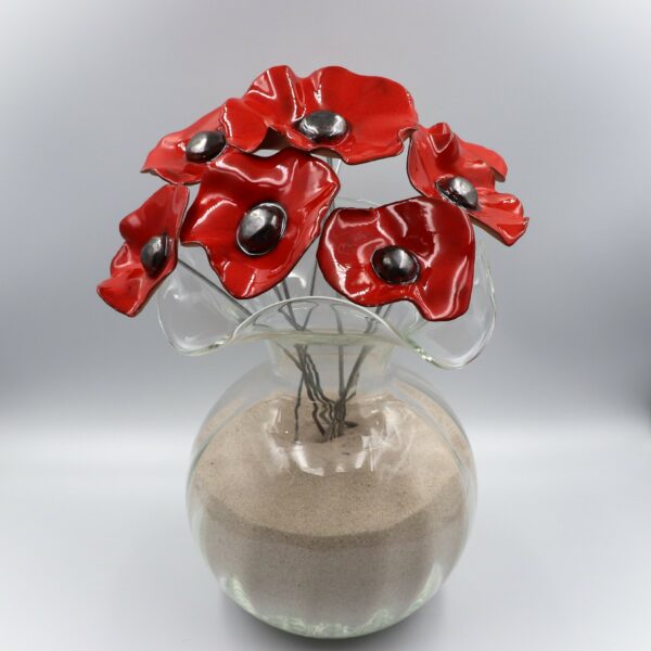 Bouquet de 9 petits Coquelicots Rouge Hauteur 30 cm