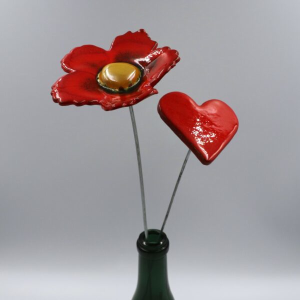 Fleur Sauvage Rouge Nuancé cœur Doré – Image 3