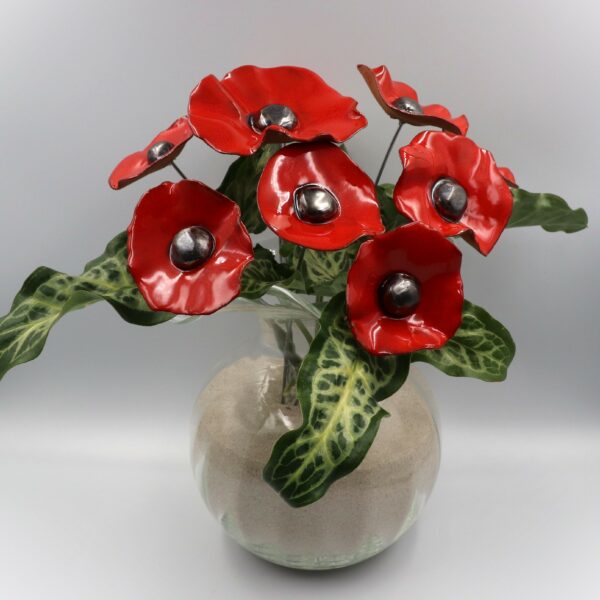 Bouquet de 9 petits Coquelicots Rouge Hauteur 30 cm – Image 5