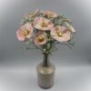 Bouquet de 7 petits Coquelicots Rose, Blanc et Doré Hauteur 30 cm