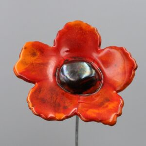 Fleur Sauvage Orange et Rouge Nuancé cœur métal