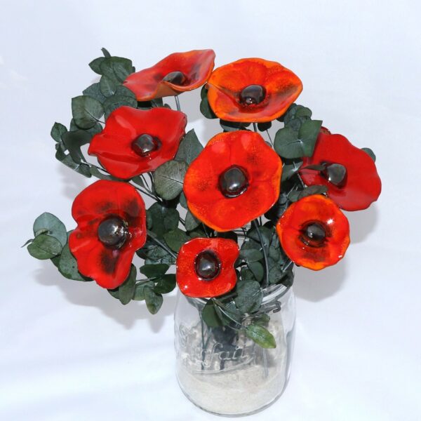 Coquelicot Orange et Rouge Nuancé cœur Métal – Image 2