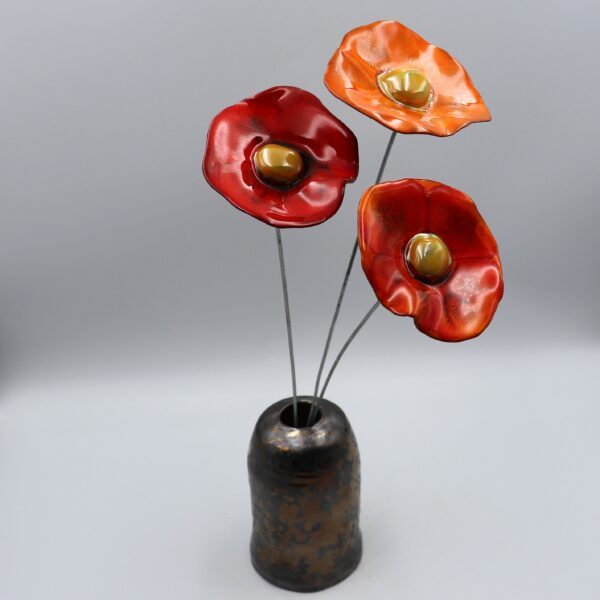 Coquelicot Blanc, motif Jaune vif et cœur doré – Image 3