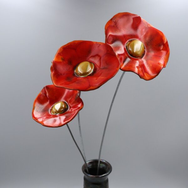 Coquelicot Orange et Rouge Nuancé cœur Doré – Image 2