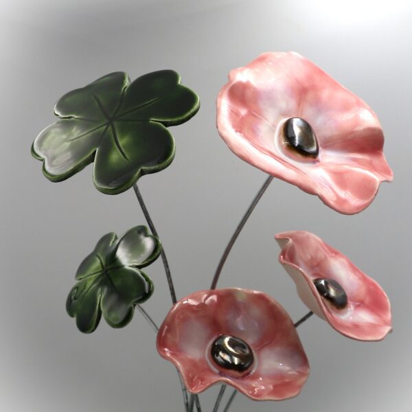 Coquelicot Rose clair Nuancé Blanc cœur Métal – Image 3