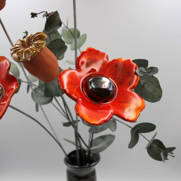Fleur Sauvage Orange et Rouge Nuancé cœur métal – Image 4