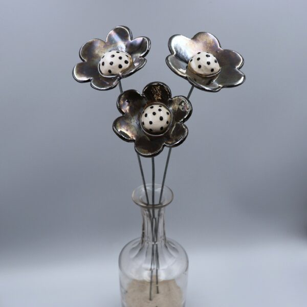 Fleur Métal cœur à pois – Image 2