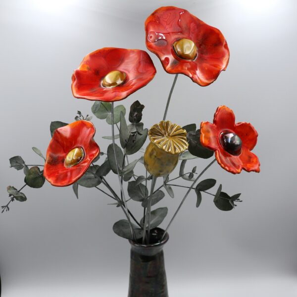 Coquelicot Orange motif clair cœur Doré – Image 3