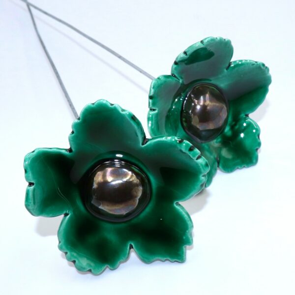 Fleur Sauvage Vert Émeraude cœur Métal – Image 3