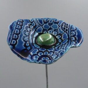 Coquelicot Impression Dentelle Bleu Nuit cœur Vert Lustré