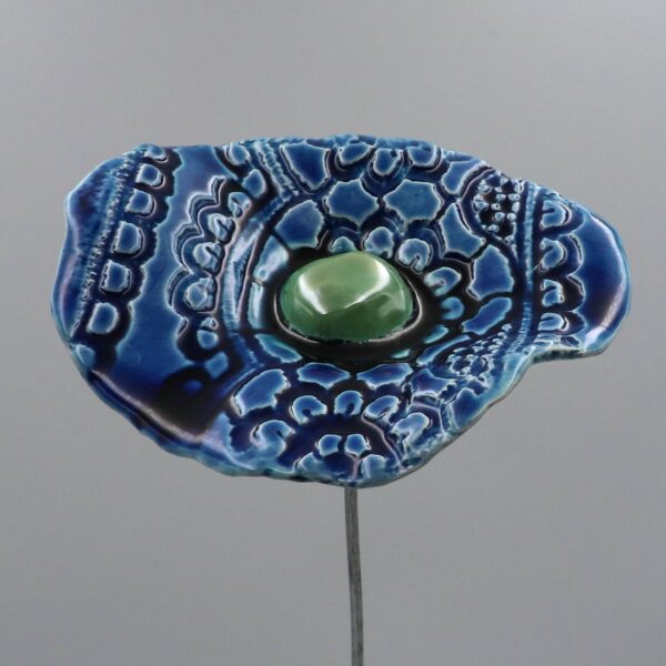 Coquelicot Turquoise et Bleu nuit cœur Vert Lustré – Image 4