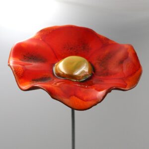 Coquelicot Orange et Rouge Nuancé cœur Doré