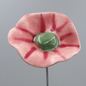 Coquelicot Rose clair et foncé cœur Vert lustré