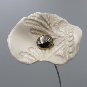 Coquelicot Impression Dentelle Blanc cœur Métal