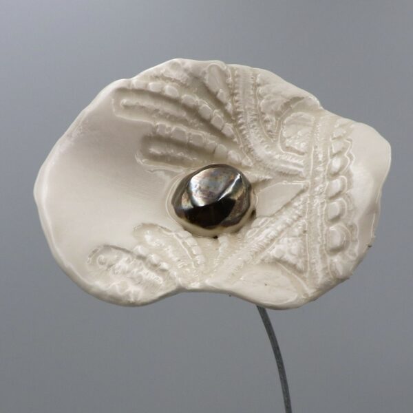 Coquelicot Impression Dentelle Blanc cœur Métal