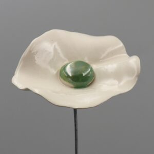 Coquelicot Blanc cœur Vert Lustré