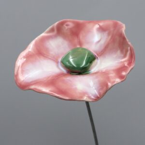 Coquelicot Rose clair Nuancé Blanc cœur Vert Lustré