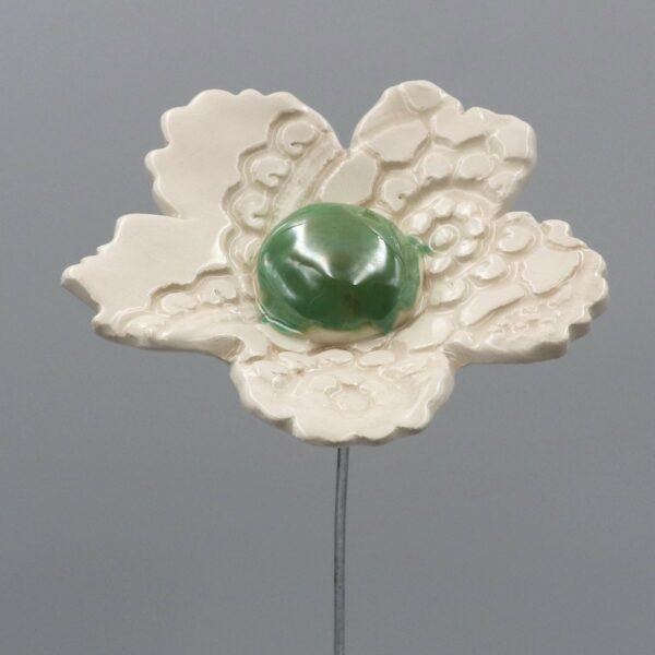 Fleur Sauvage Impressions Dentelle Blanc cœur Vert Lustré