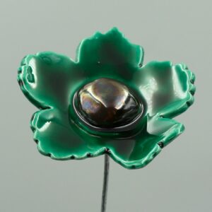 Fleur Sauvage Vert Émeraude cœur Métal
