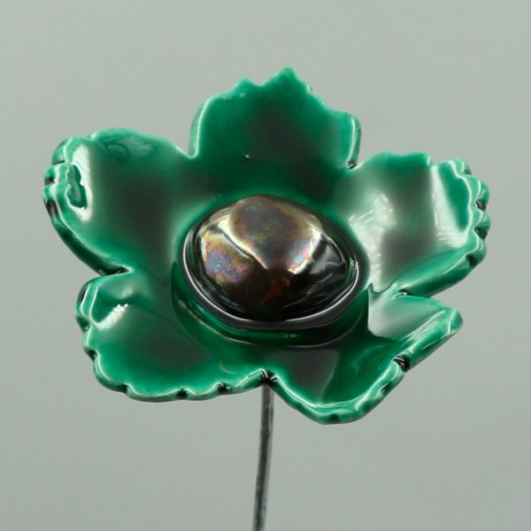 Fleur Sauvage Vert Émeraude cœur Métal
