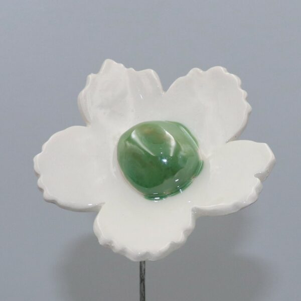 Fleur Sauvage Blanche cœur Vert Lustré