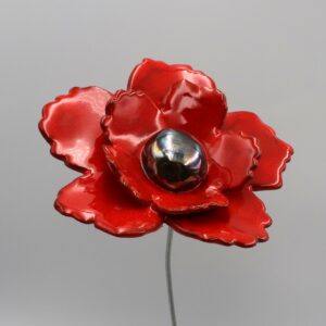 Fleur Sauvage Double Rouge cœur métal