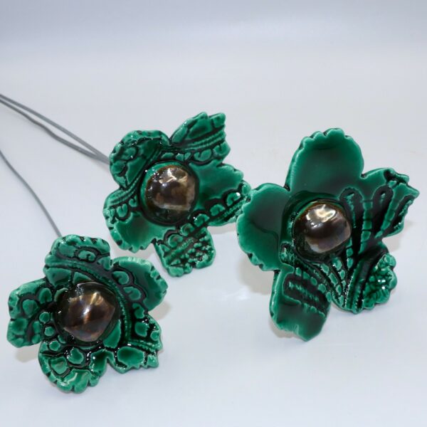 Fleur Sauvage Vert Émeraude cœur Métal – Image 4