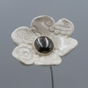 Fleur Impression Dentelle Blanc cœur Métal