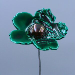 Fleur Sauvage Impression Dentelle Vert Emeraude cœur Métal