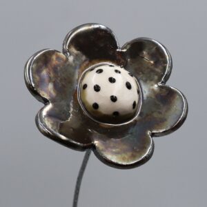 Fleur Métal cœur à pois