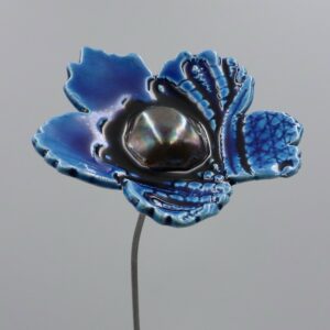 Fleur Sauvage Impression Dentelle Bleu Nuit cœur Métal