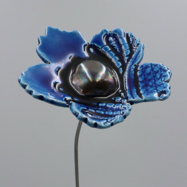Fleur Sauvage Impression Dentelle Bleu Nuit cœur Métal