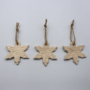 Lot de 3 Suspensions Flocons Blanc impression dentelle