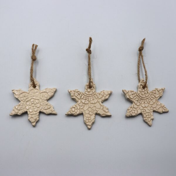 Lot de 3 Suspensions Flocons Blanc impression dentelle