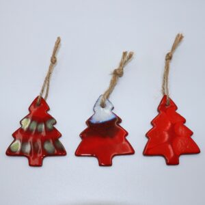 Lot de 3 suspensions Sapins Rouge