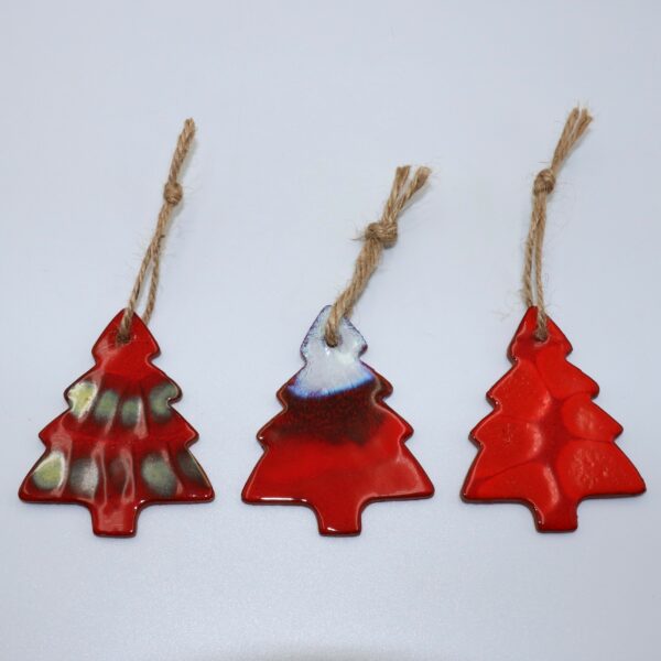 Lot de 3 suspensions Sapins Rouge