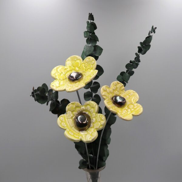 Fleur Impression Dentelle Jaune Clair craquelé cœur Métal – Image 2